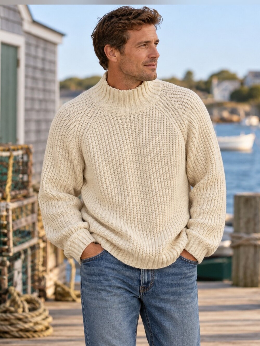 NEW Abercrombie & Fitch Soft A&F Oversized Mock Neck Fisherman Sweater Men's XL